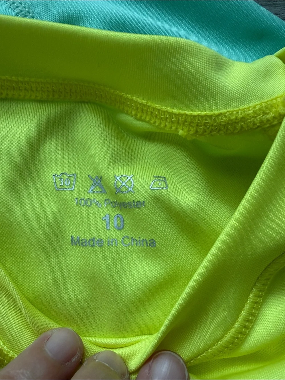 Kids Neon Yellow & Teal Rashguard Swim Shirt Bundle - Size 10 / L